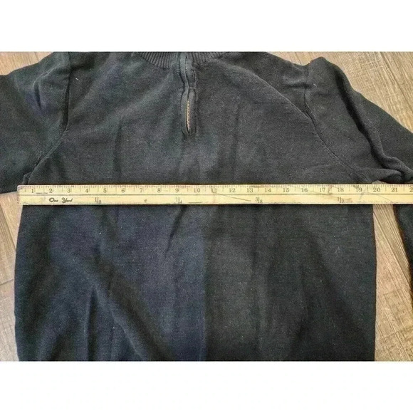 Mark Law Men’s Quarter Zip Sweater Size Large Black 100% Cotton - Picture 5 of 5